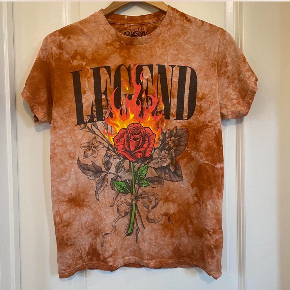 Poison Legend rose flames Graphic Tie-Dye T-Shirt size small